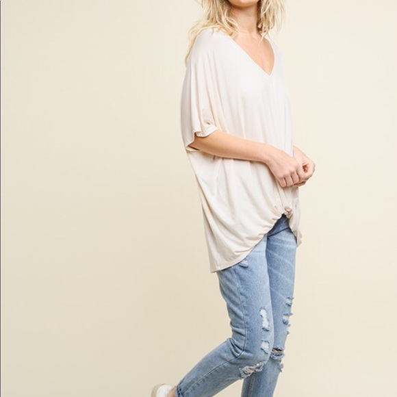 2 LEFT Ivory front Gathered top tunic - Picture 1 of 4
